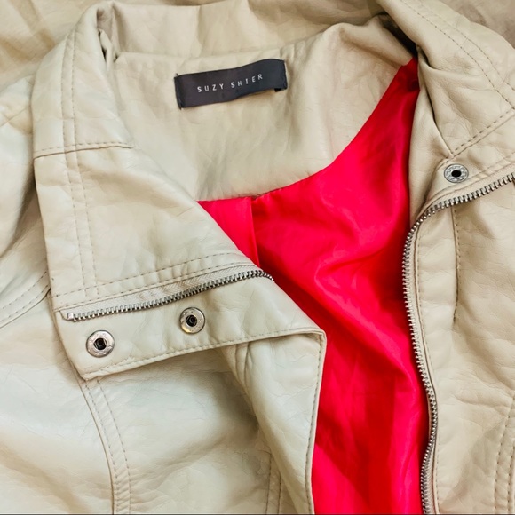 SUZY SHIER 🤩 LEATHER JACKET XS-S ZIPPER CUTE - Picture 6 of 8